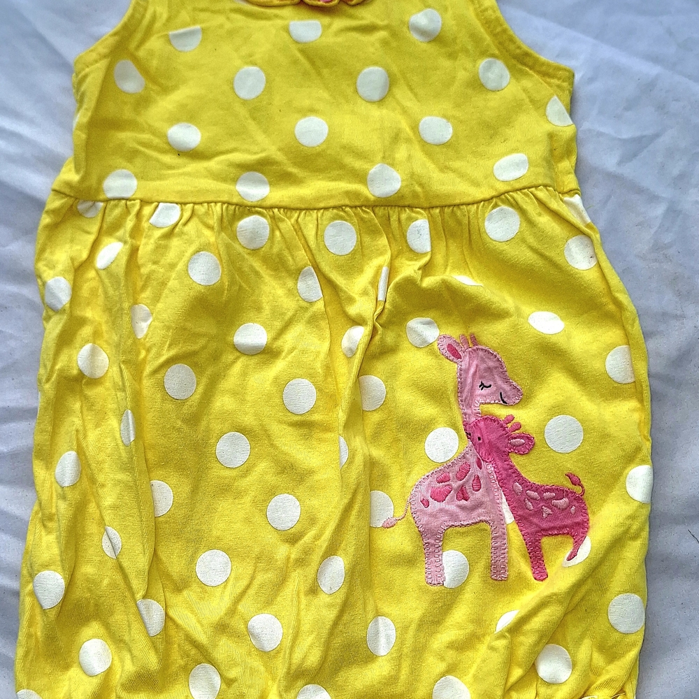 Carter's Yellow Polka Dot Bodysuit with Pink Giraffe